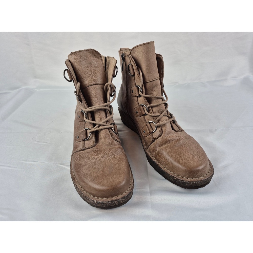 Aetrex Jada Women's 10 Leather Ankle Boots Orthotic Comfort Wedge Zip Up